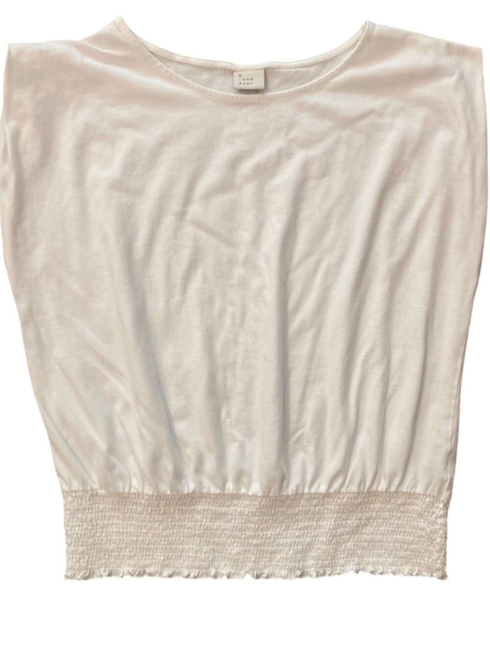 Women's A NEW DAY Sleeveless Smocked-Waist Top WHITE Size XL